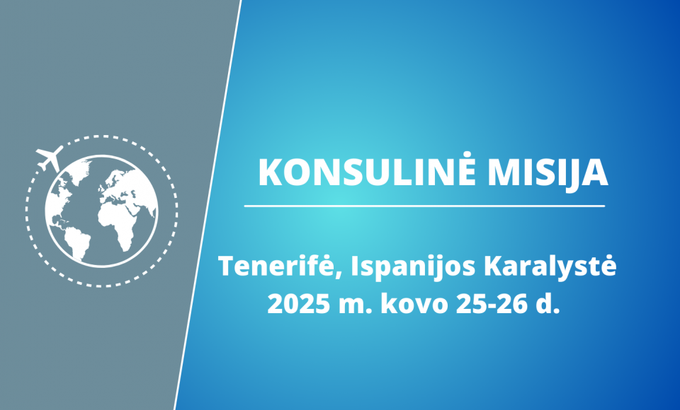 Kovo 25-26 d. Lietuvos konsulinis pareigūnas dirbs Tenerifėje
